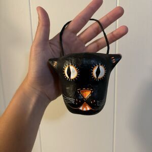 Black Cat Halloween Mini Candy Bucket Paper Mache